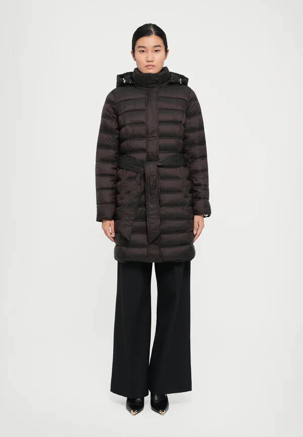 BELTED LONGLINE PACKABLE - Winter coat - chocolate