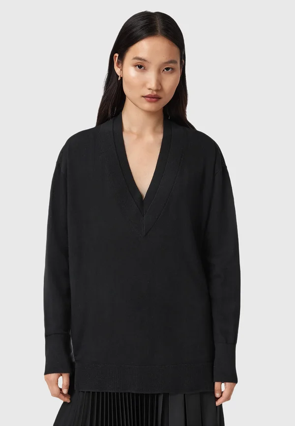 BERN PANEL V NECK - Jumper - black