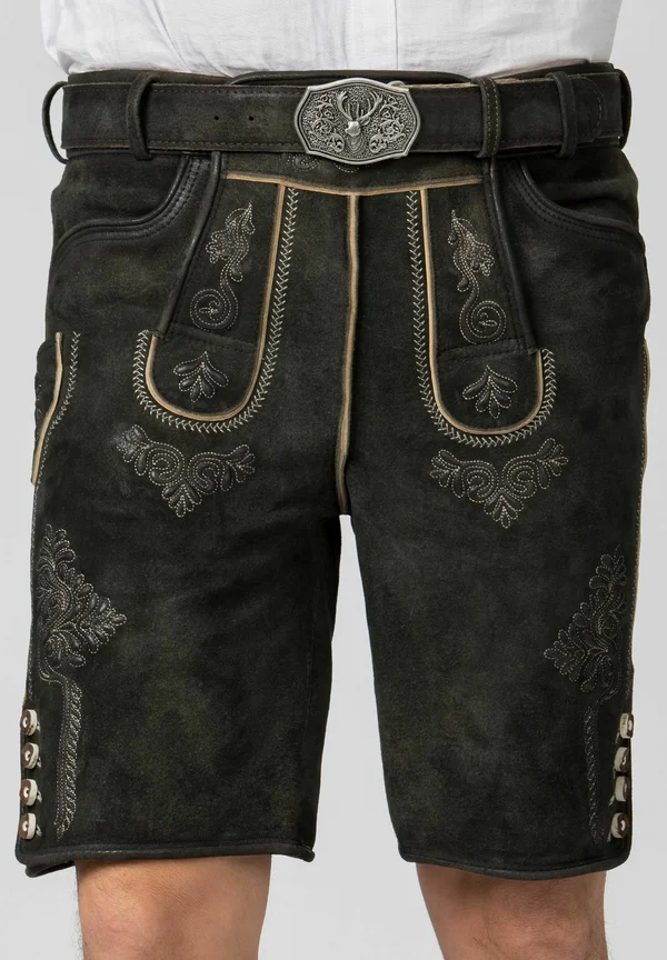 BERTL - Leather trousers - graphit