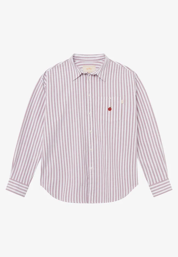 BIG APPLE STRIPED UNISEX - Button-down blouse - merlot/white