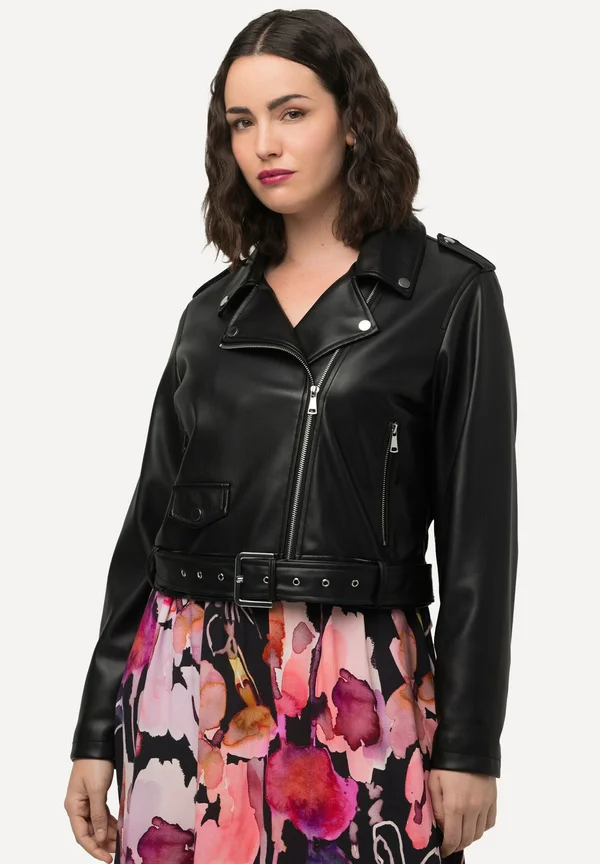 BIKER STYLE - Faux leather jacket - black