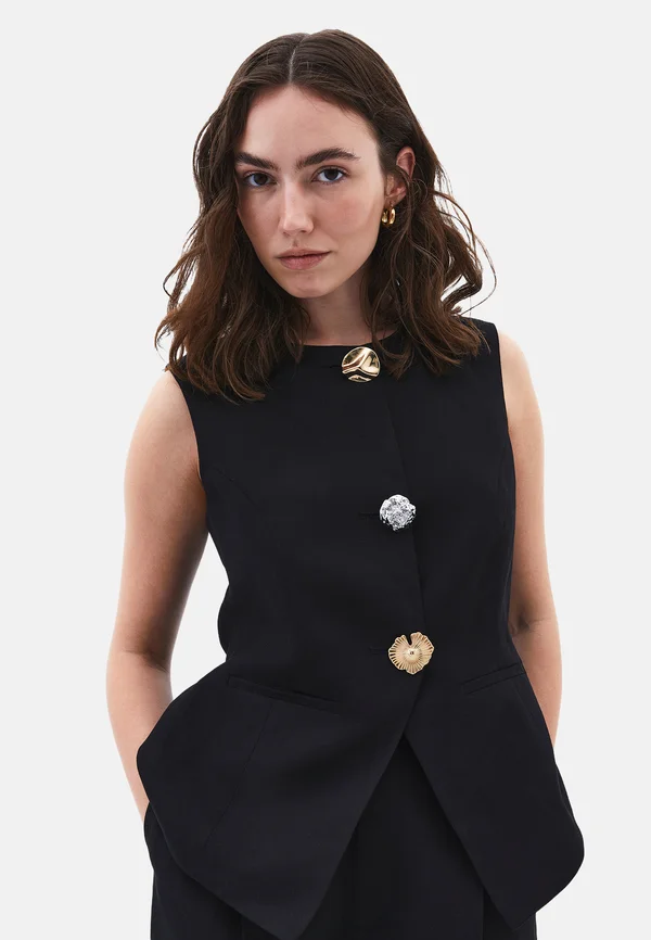BLENDED BUTTON DETAILED - Waistcoat - black