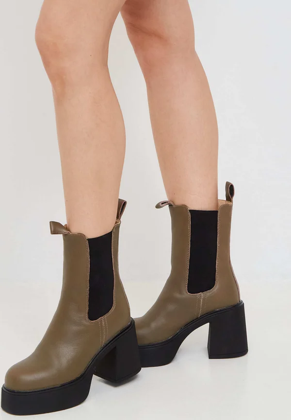 BLOCK - Platform ankle boots - beige