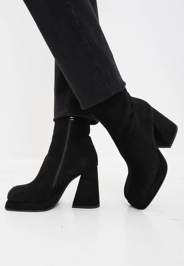 BLOCK  - Platform ankle boots - black