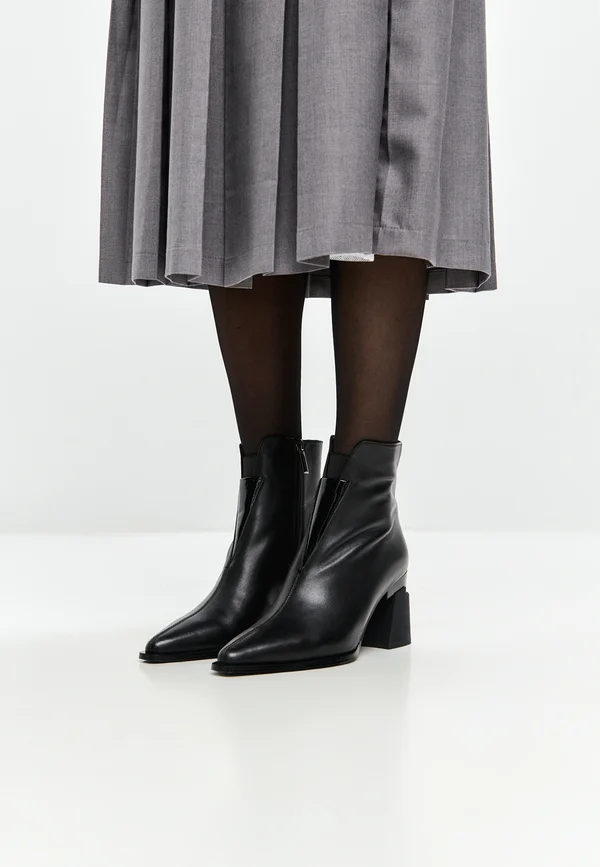 BLOCK  WITH FRONT ZIPPER - High heeled ankle boots - black