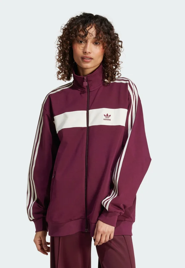 BLOCKED - Zip-up sweatshirt - maroon cream white