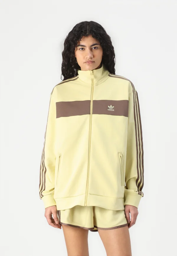 BLOCKED - Zip-up sweatshirt - powder yellow/earth strata