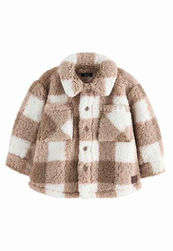 BORG-REGULAR FIT - Fleece jacket - tan brown checkerboard