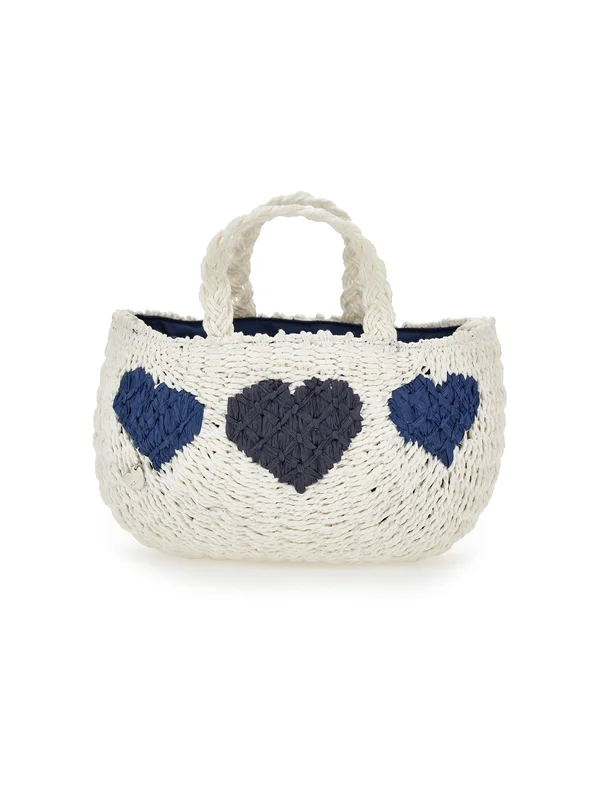 BORSA BEACH HEART - Handbag - bianco/blu