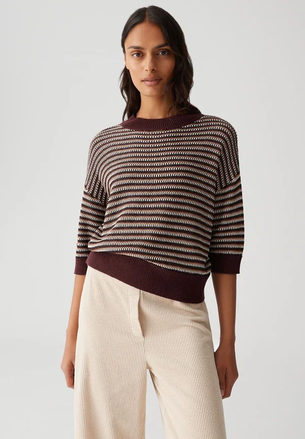 BOXY FIT 3/ 4 SLEEVE TWO TONE - Jumper - dark grape