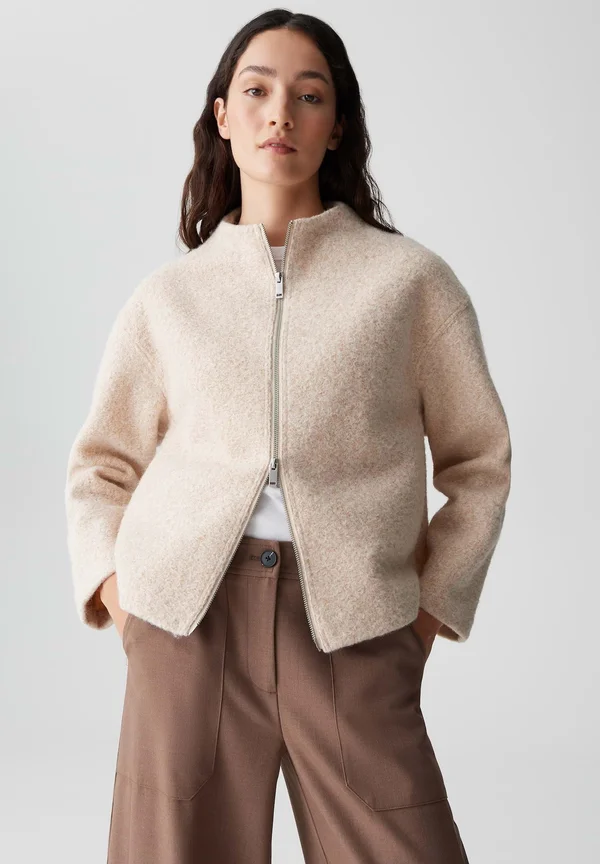 BOXY FIT - Fleece jacket - macadamia