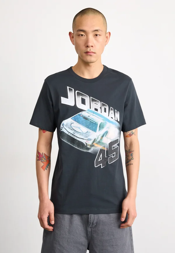 BRAND CAR CREW - Print T-shirt - off noir