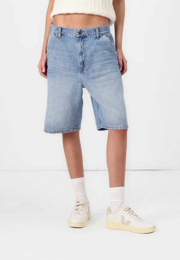 BRANDON SINGLE KNEE - Denim shorts - blue burst washed