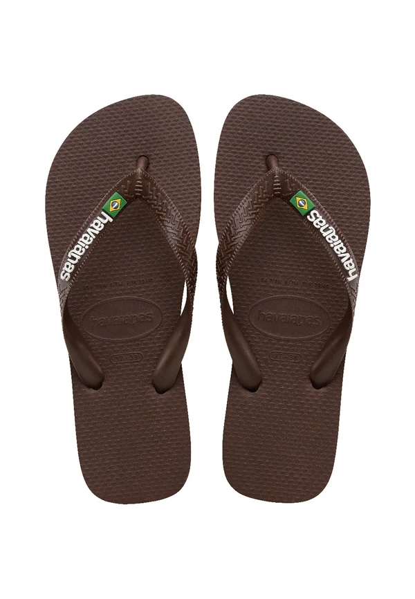BRASIL LOGO BUTTERCREAM UNISEX - T-bar sandals - dark brown/white