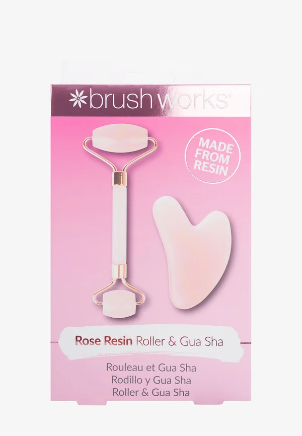 BRUSHWORKS ROSE RESIN ROLLER & GUA SHA - Gua sha & rollers - pink