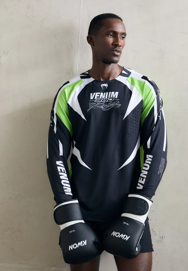 BUD - Long sleeved top - black/white/lime green