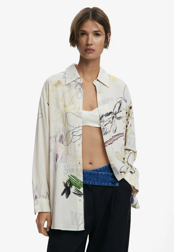 Button-down blouse - beige