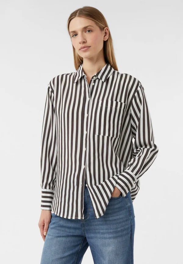 Button-down blouse - dunkelbraun