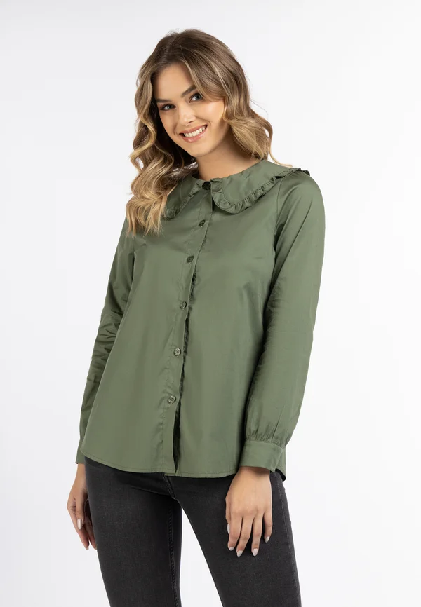 Button-down blouse - olivgrün