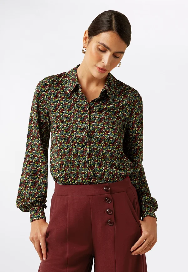 Button-down blouse - rhubarb red