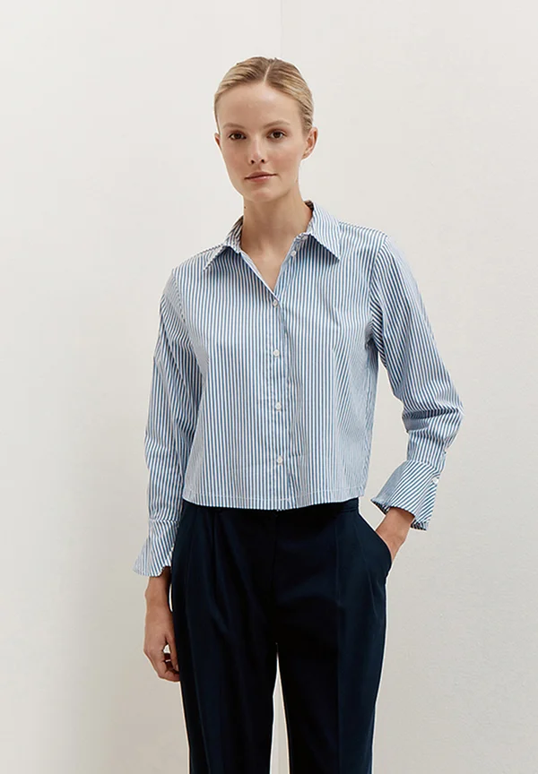 Button-down blouse - woven stripes
