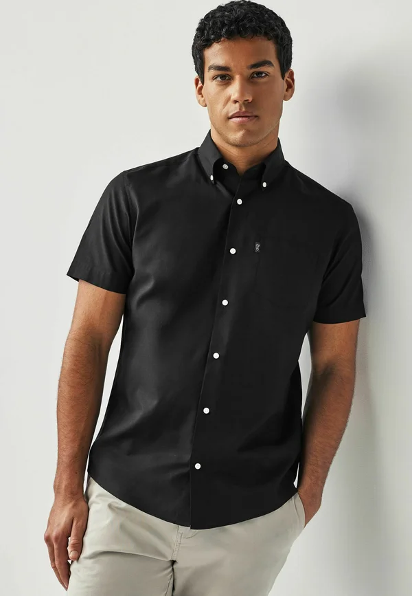 BUTTON DOWN OXFORD SHORT SLEEVE - REGULAR FIT - Shirt - black