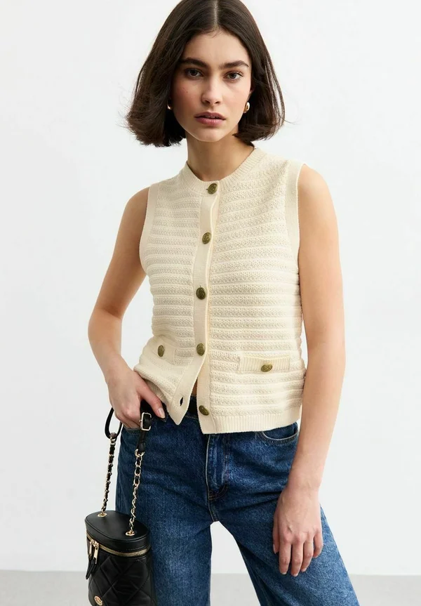 BUTTON UP  - Waistcoat - cream