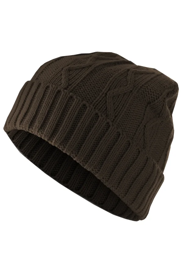 CABLE FLAP - Beanie - chocolate