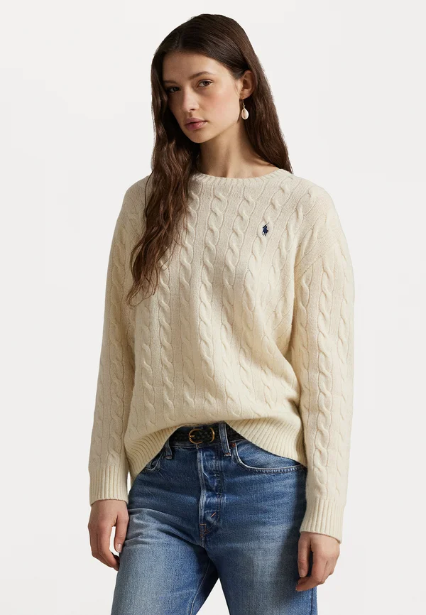 CABLE WOOL CASHMERE CREWNECK SWEATER - Jumper - authentic cream