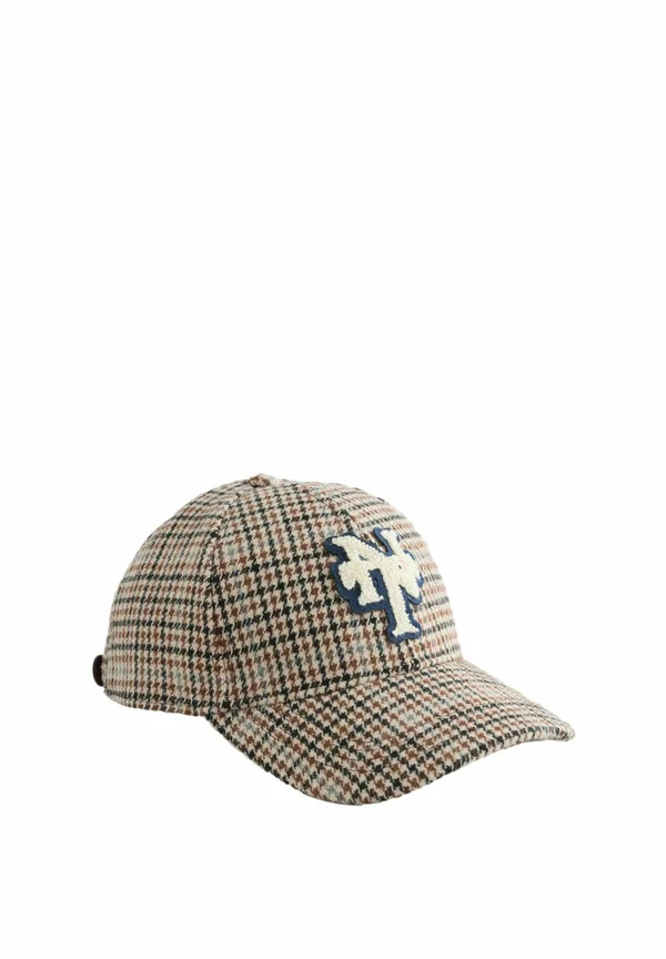 Cap - neutral brown check