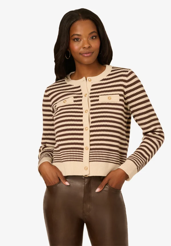Cardigan - cream dark brown
