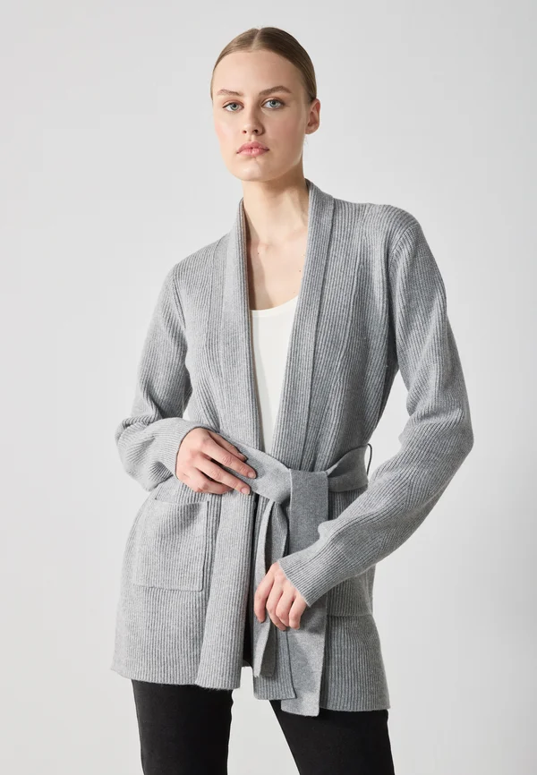 Cardigan - mid grey melange