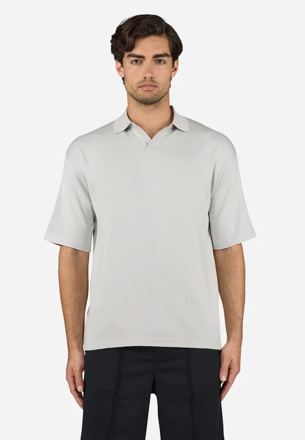 CASAN FINE KNIT POLO SHIRT - Polo shirt - pure grey