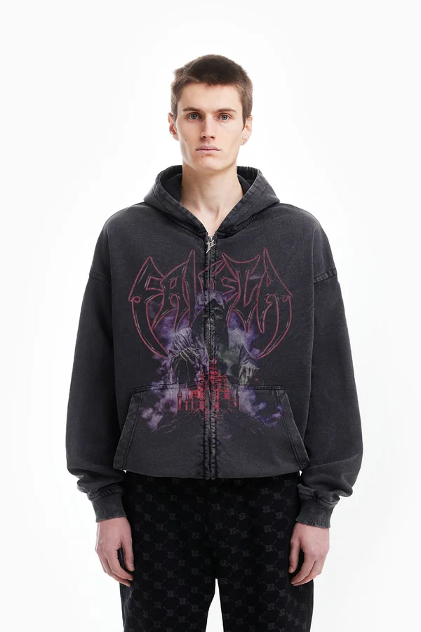 CASTLE UNISEX - Zip-up sweatshirt - black washed