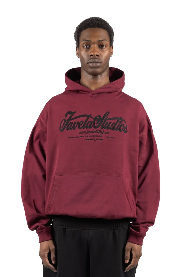 CHAIN STITCHING UNISEX - Hoodie - burgundy