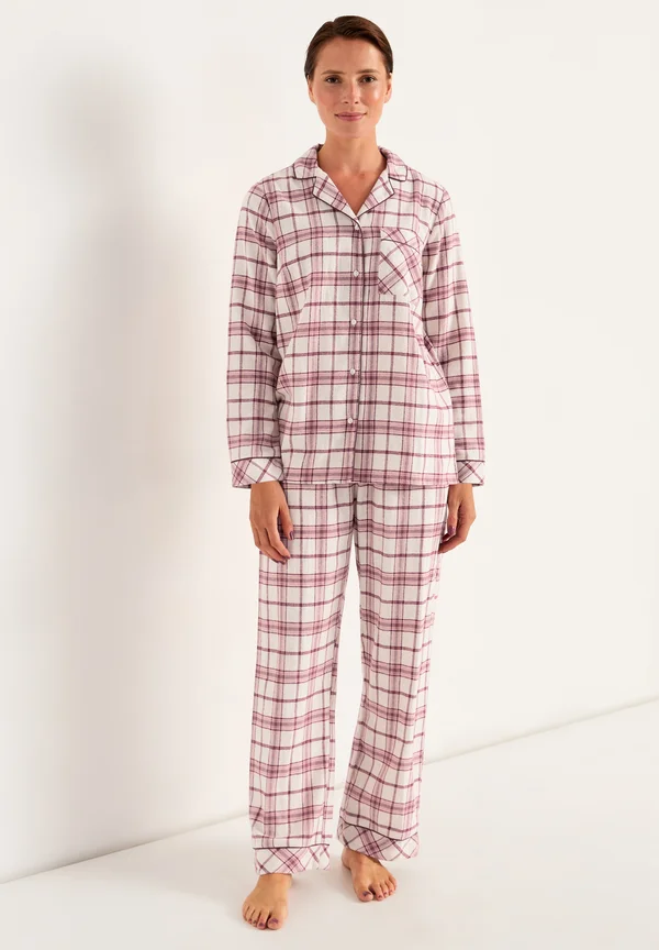 CHECKED SET - Pyjama set - beige/pink checked