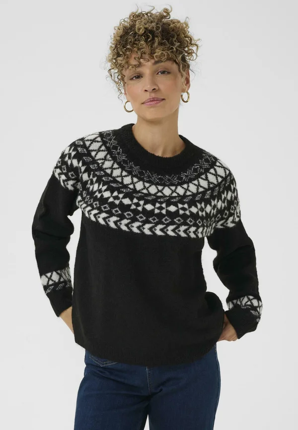 CHERRIE - Jumper - pitch black w/white jaquard