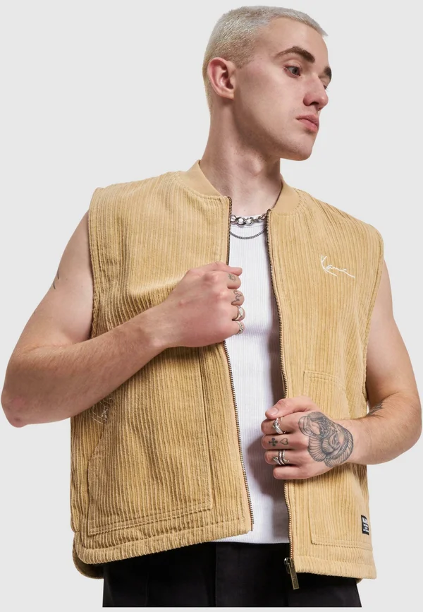 CHEST SIGNATURE CORDUROY - Waistcoat - sand