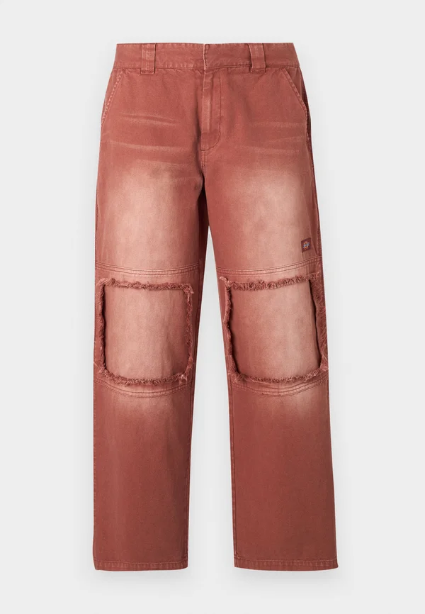 CHINESE NEW YEAR CANVAS DOUBLE KNEE PANTS UNISEX - Trousers - mahogany nin