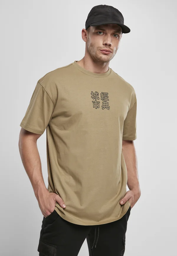 CHINESE SYMBOL TEE - Print T-shirt - khaki/black