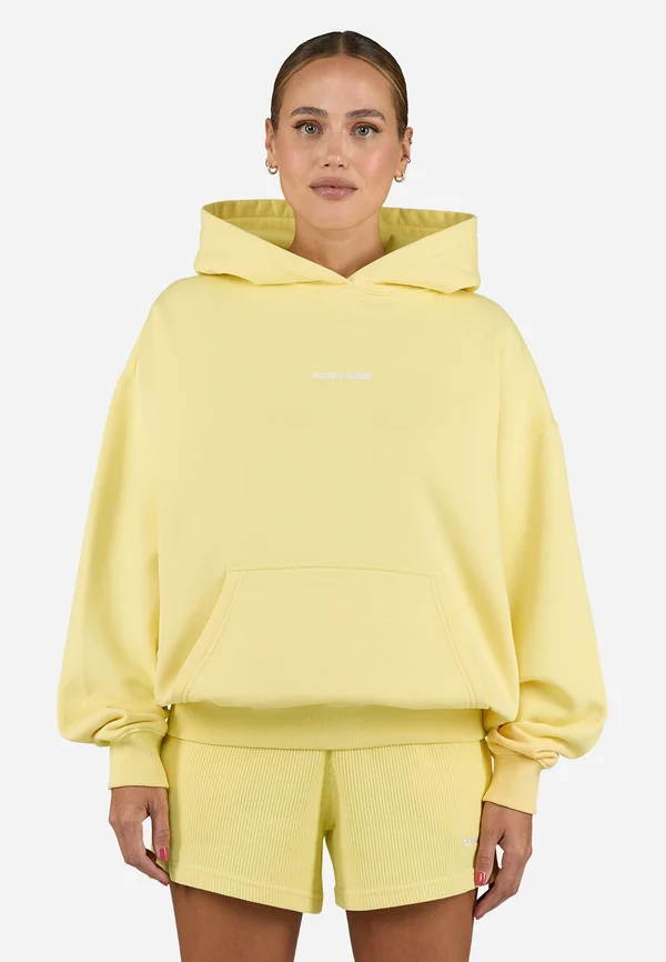 CLARITA LOGO OVERSIZED HOODIE - Sweatshirt - washed soft yellow/white gum