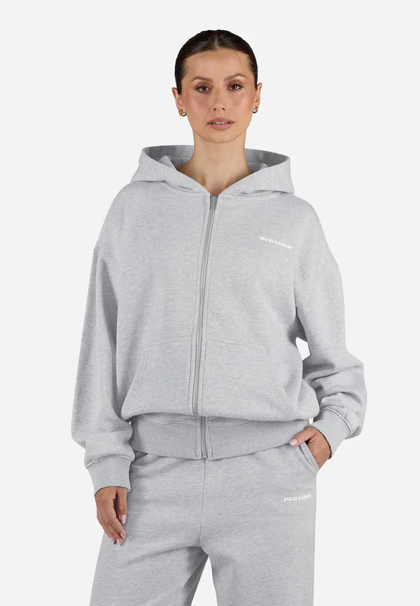 CLARITA OVERSIZED - Zip-up sweatshirt - heather grey/white