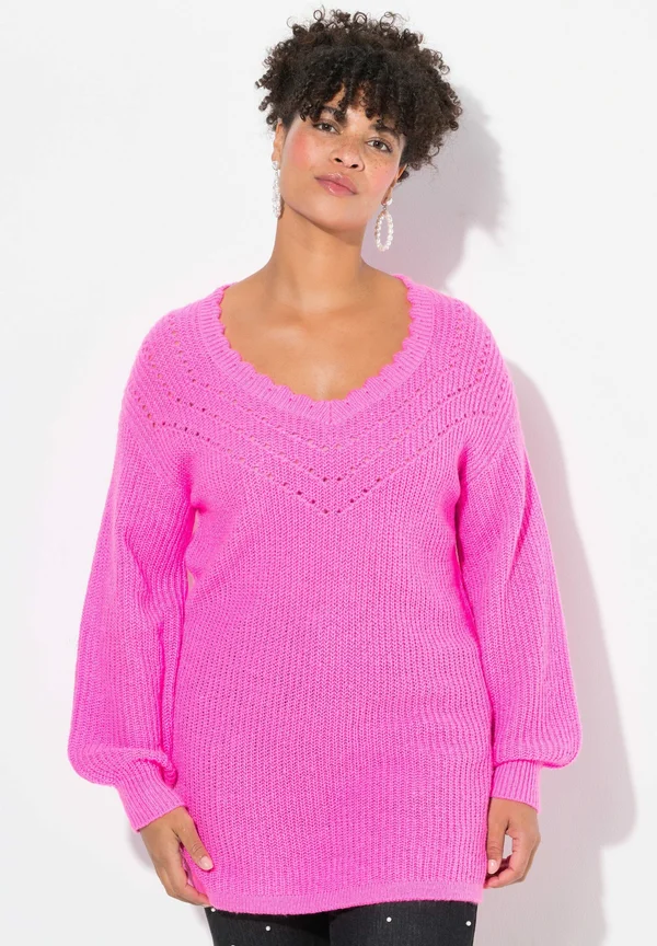 CLASSIC FIT AUSSCHNITT - Jumper - neon berry
