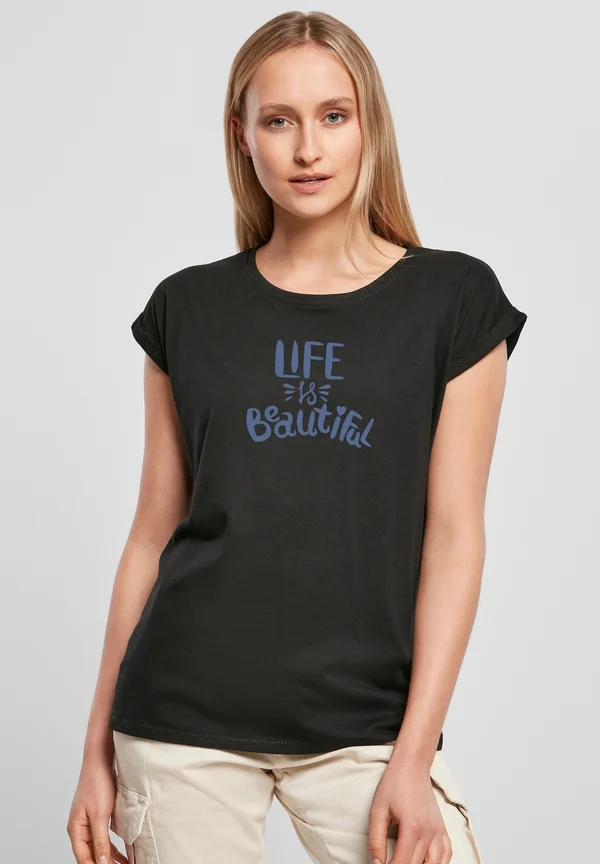 CLASSIC ROLL UP LIISBE - Print T-shirt - black