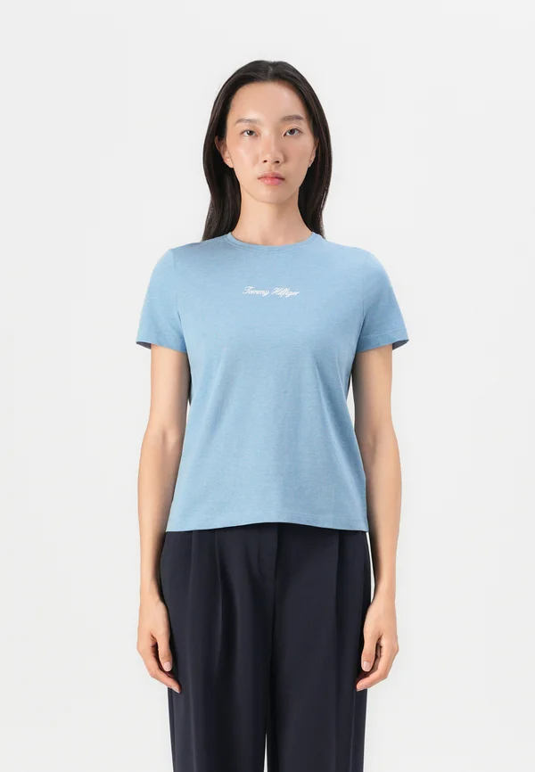 CLASSIC SCRIPT TEE - Print T-shirt - brisk blue