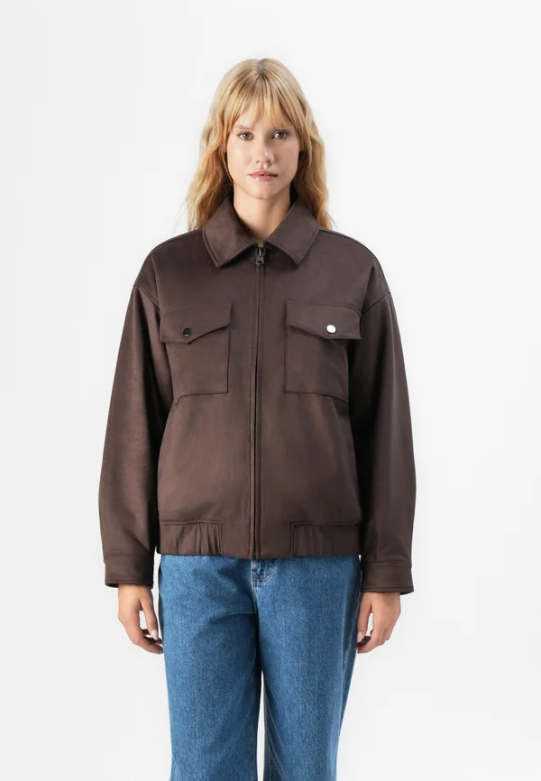 CLEAN ZIP  - Faux leather jacket - brown