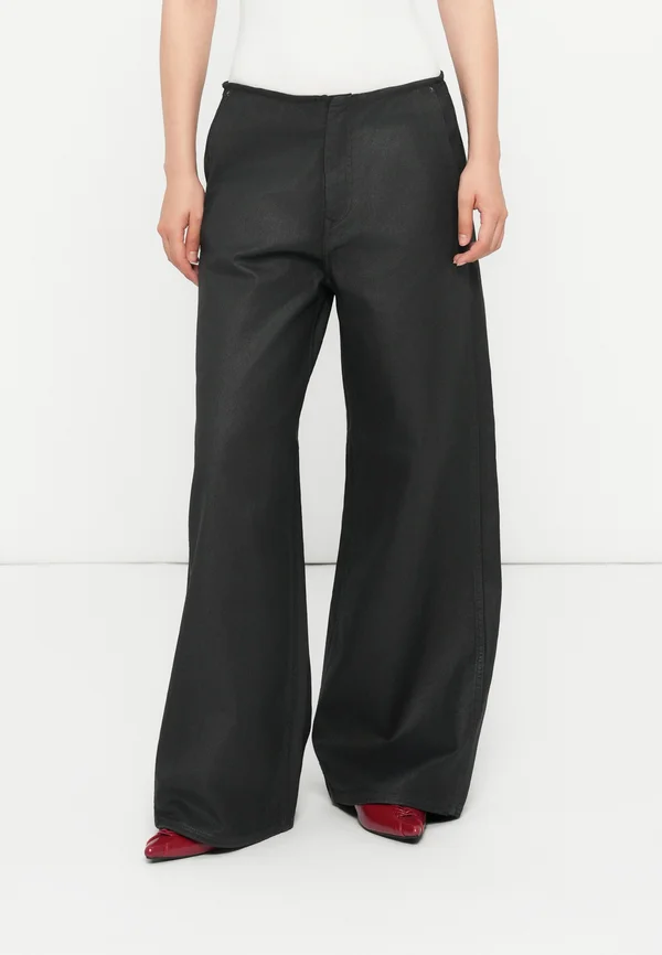 COATED LOOSE  - Wide Leg - black