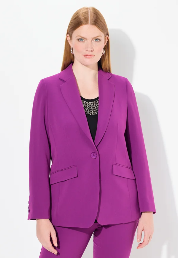 COL À REVERS, POCHES À RABAT, FERMETURE BOUTONNÉE - Blazer - blackberry