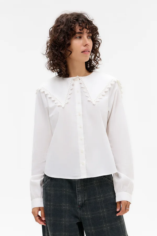 COLLAR BLOUSE - Button-down blouse - white