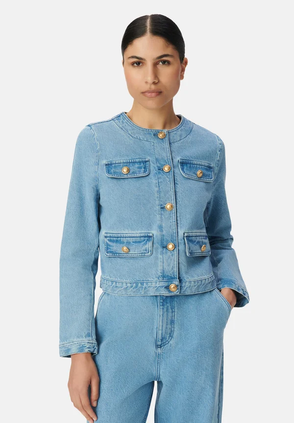 COLLARLESS WATERLESS - Denim jacket - blue